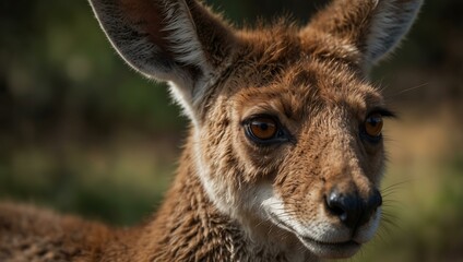 Fototapeta premium Close-up of a kangaroo with expressive eyes.