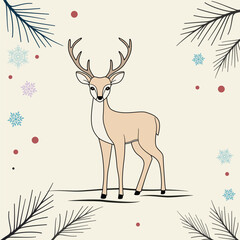 Christmas card Deer in the Forest