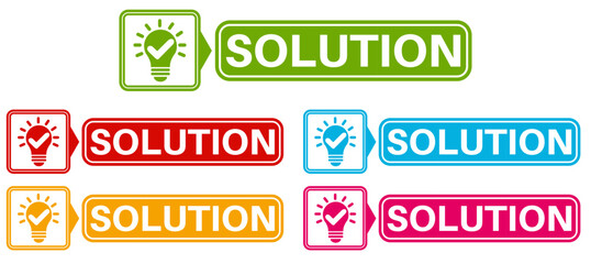 Set collections trendy colorful solution icon. Idea symbol sign badges label template design vector illustration