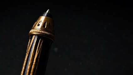 Close-up of a pen on a black background.
