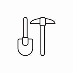 pickaxe shovel dig icon sign vector