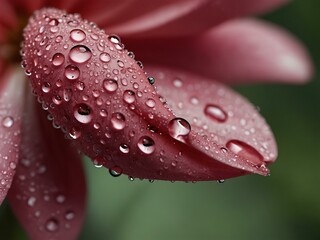 Close-up of a pink flower with water droplets.