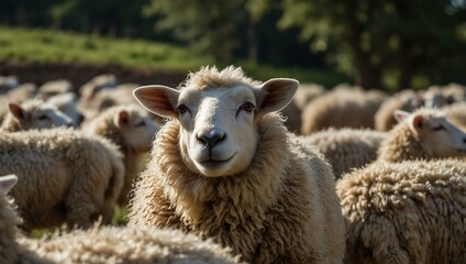 Fototapeta premium Close-up of a sheep farm.