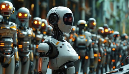 Fototapeta premium Advanced Robotics in a Crowd of Mechanical Precision and Innovation