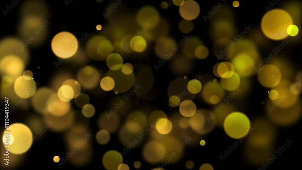 Wall mural golden globe abstract glows background 4k loop features bokeh light spheres in varying shades of yel