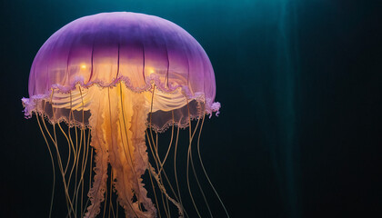 Jellyfish Glowing in Dark Waters