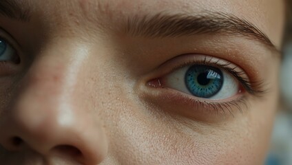 Obraz premium Close-up of a woman with blue eyes.