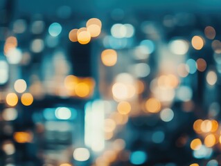 Fototapeta premium Bright city lights at night against a darkened sky.