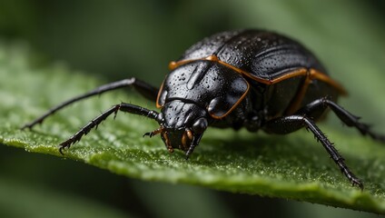 Naklejka premium Close-up of Atlas beetle on a leaf.
