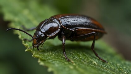 Fototapeta premium Close-up of Atlas beetle on a leaf.
