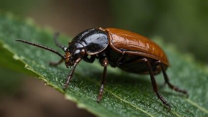 Naklejka premium Close-up of Atlas beetle on a leaf.