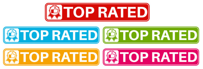 Set collections top rated trendy colorful icon sign.  best choice symbol certified badge labels design template Vector illustration