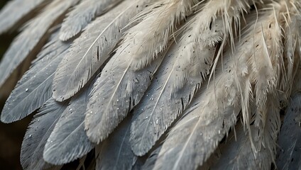 Naklejka premium Close-up of bird’s wing with white feathers.