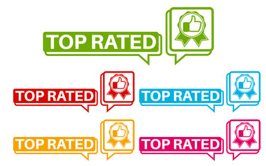 Set collections top rated trendy colorful icon sign.  best choice symbol certified badge labels design template Vector illustration