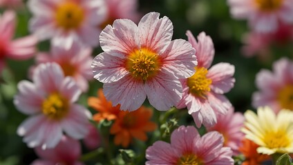 Obraz premium Close-up of colorful flowers blooming in spring.