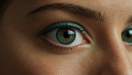 Fototapeta premium Close-up of eyes in tosca shades.