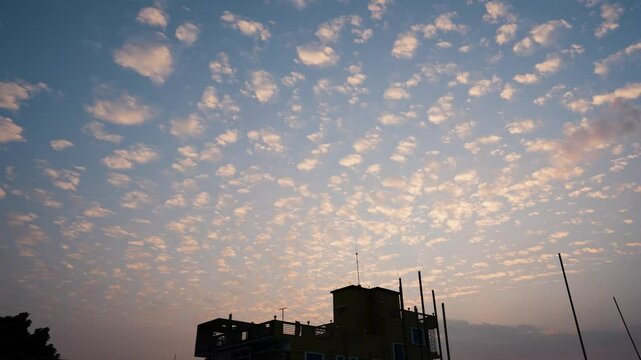 Sunset times blue ske view with clouds