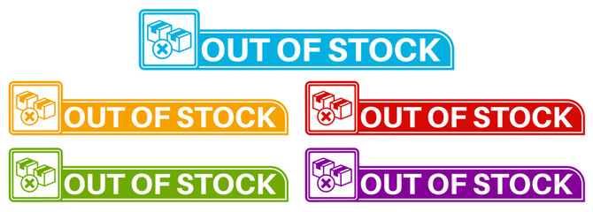 vector set out of stock icon sign. sold out symbol labels sticker template design illustration		