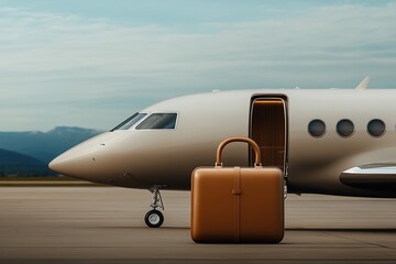 Luxurious private jet ready for a sophisticated journey on a serene runway