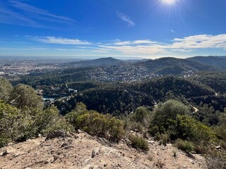 view from a viewpoint of the hills and sea near Barcelona