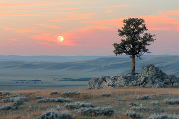 lone tree with a moon at its largest is also called a super moon
