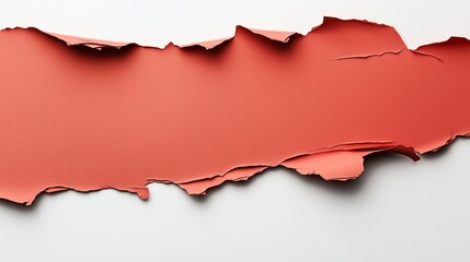 Ripped red paper revealing a contrasting white background underneath, showcasing torn paper edges and texture.