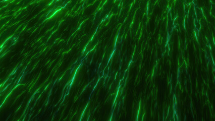 Abstract glowing green electric streams flow dynamically, offering a vibrant and futuristic visual for energy or nature themes background