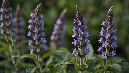 Obraz premium Close-up of Salvia officinalis flower leaves.
