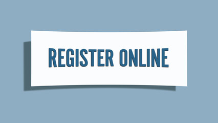Register Online. A card isolated on blue background.