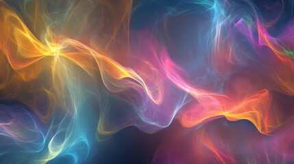 Vivid electric smoke in dynamic colors with copy space