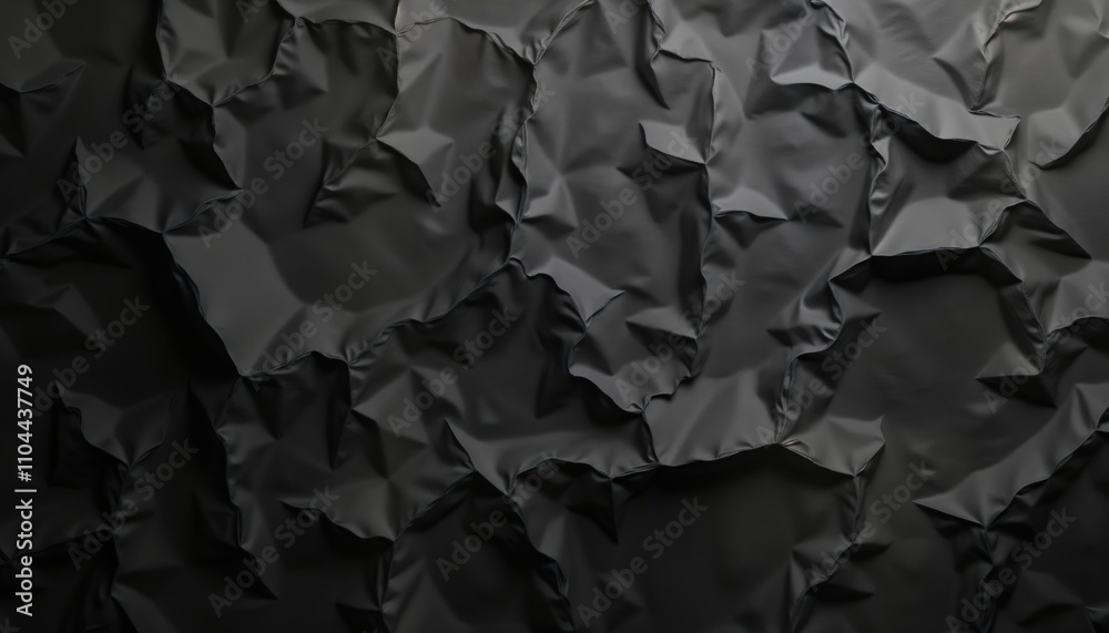 Poster dark vintage paper texture backdrop. abstract crumpled paper surface. creative design element. black