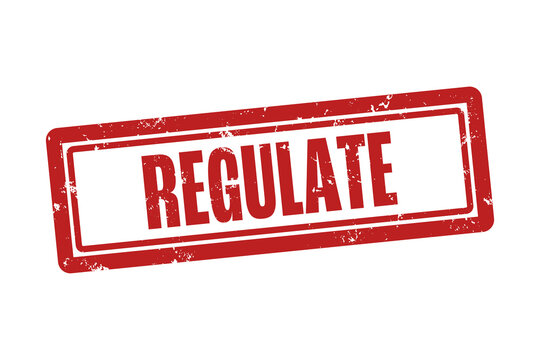 regulate . A red stamp isolated on white background.