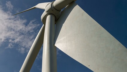 Naklejka premium Close-up of wind turbine blade, symbolizing renewable energy.