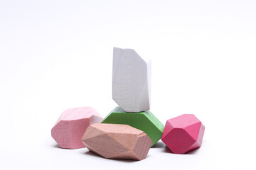 Wooden cubes for child development on a white background