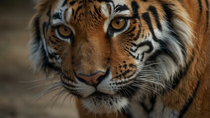 Close-up portrait of a Bengal tiger with piercing eyes.