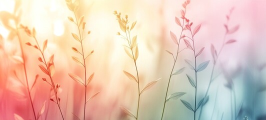 Fototapeta premium Pastel Dreamscape: Serene Meadow at Sunrise