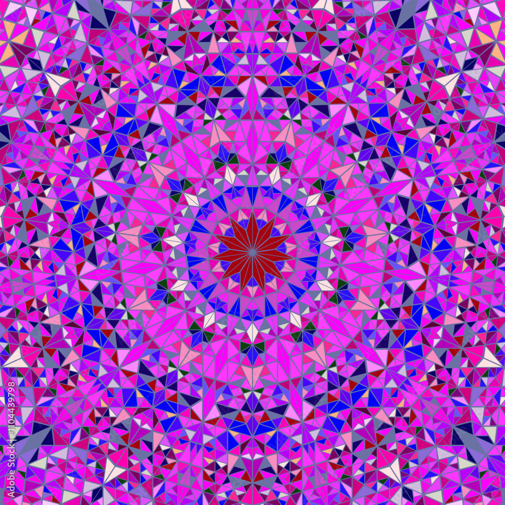 Poster polygonal dynamic circular tiled mosaic background - abstract colorful hypnotic vector design with t