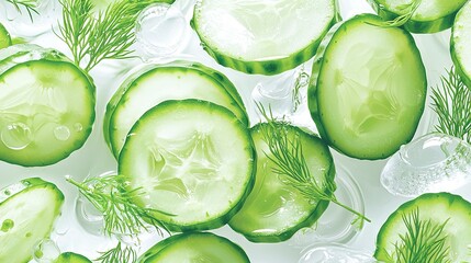   A half-cut cucumber with dill on top