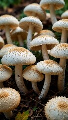 Obraz premium Cluster of white mushrooms.