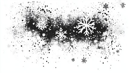 Black-and-white grunge and snowfall Christmas backgrounds featuring flying snowflakes and stars. Use these snowflake templates for winter holiday designs. 