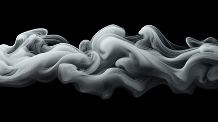 Abstract flowing smoke-like formations swirling in a dynamic motion against a black background, creating a surreal and ethereal visual effect.