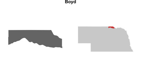 Boyd County (Nebraska) blank outline map set