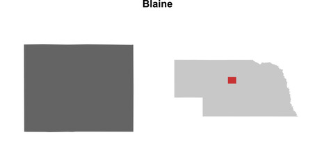 Blaine County (Nebraska) blank outline map set