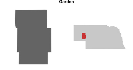 Fototapeta premium Garden County (Nebraska) blank outline map set