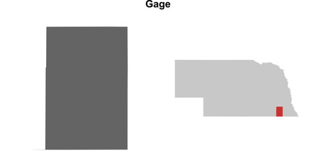 Gage County (Nebraska) blank outline map set