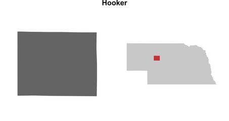 Hooker County (Nebraska) blank outline map set