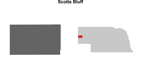 Scotts Bluff County (Nebraska) blank outline map set