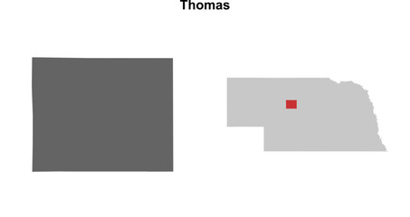 Thomas County (Nebraska) blank outline map set