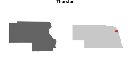 Thurston County (Nebraska) blank outline map set