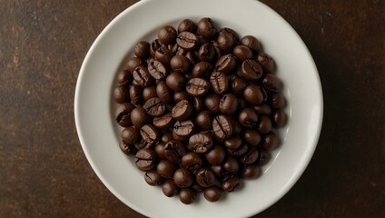 Fototapeta premium Coffee beans on a plate.